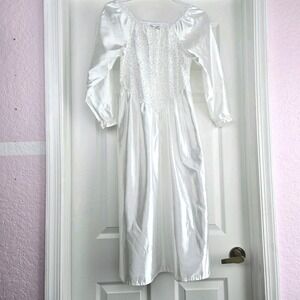 Candlesticks Girls Vtg White Satin Costume Long Nightgown Bling Bodice Size 10
